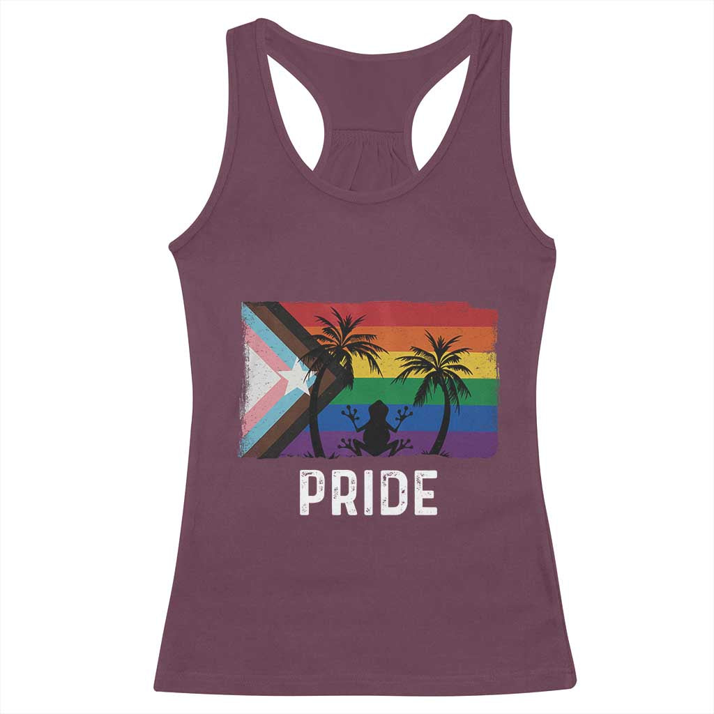 Puerto Rican LGBTQ Racerback Tank Top Boricua Rainbow Flag Pride