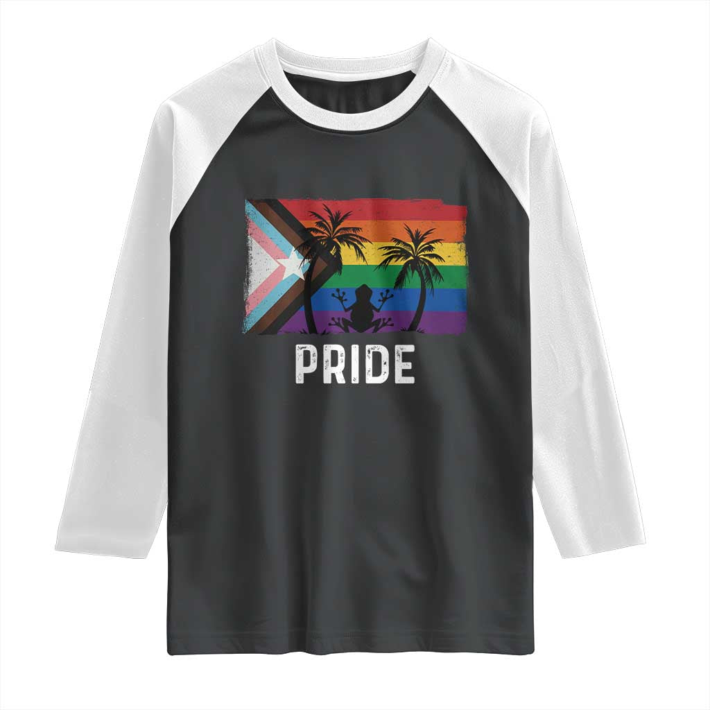 Puerto Rican LGBTQ Raglan Shirt Boricua Rainbow Flag Pride