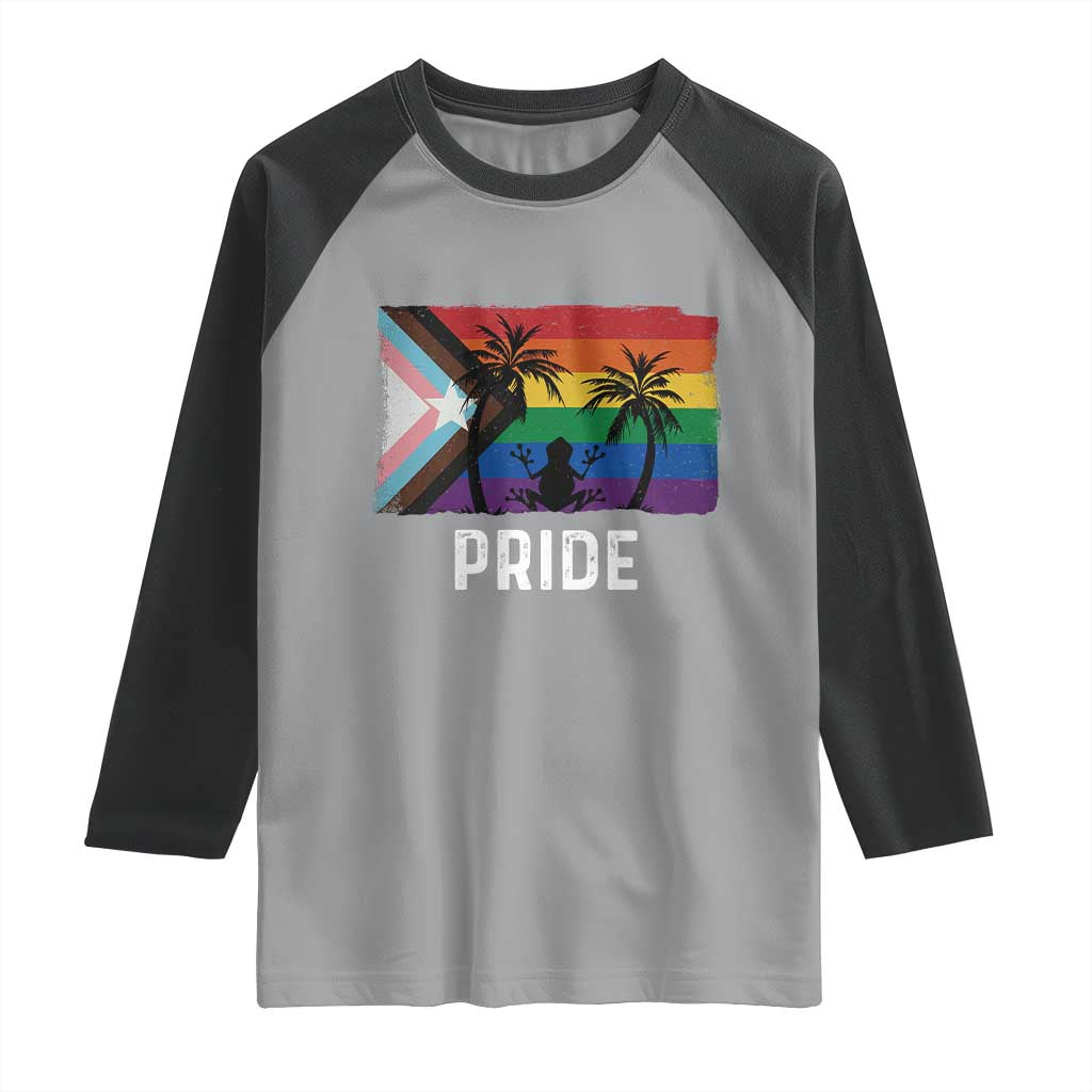 Puerto Rican LGBTQ Raglan Shirt Boricua Rainbow Flag Pride