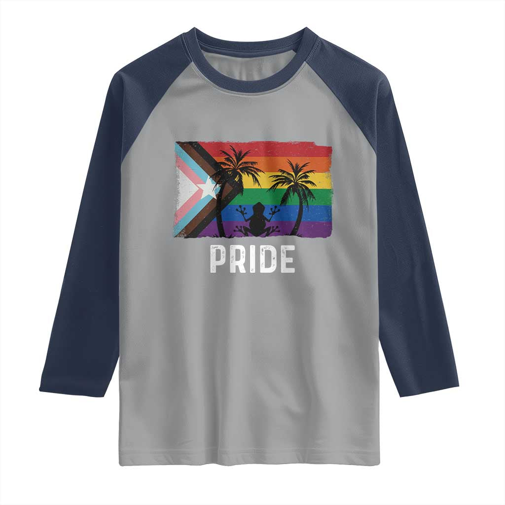 Puerto Rican LGBTQ Raglan Shirt Boricua Rainbow Flag Pride
