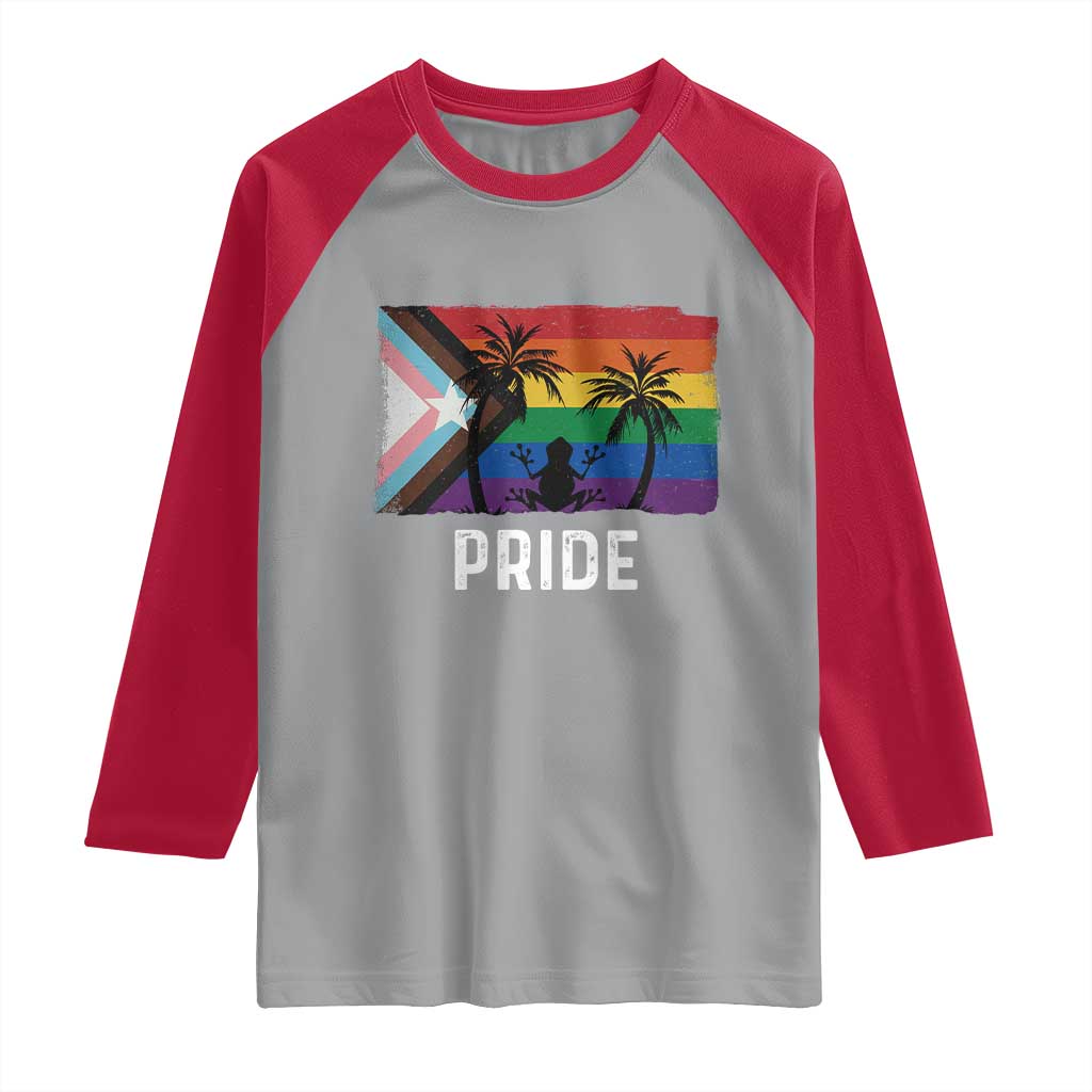 Puerto Rican LGBTQ Raglan Shirt Boricua Rainbow Flag Pride