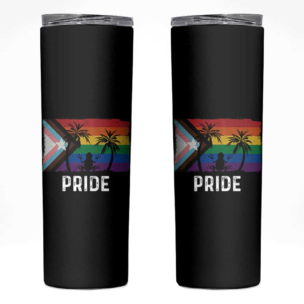 Puerto Rican LGBTQ Skinny Tumbler Boricua Rainbow Flag Pride