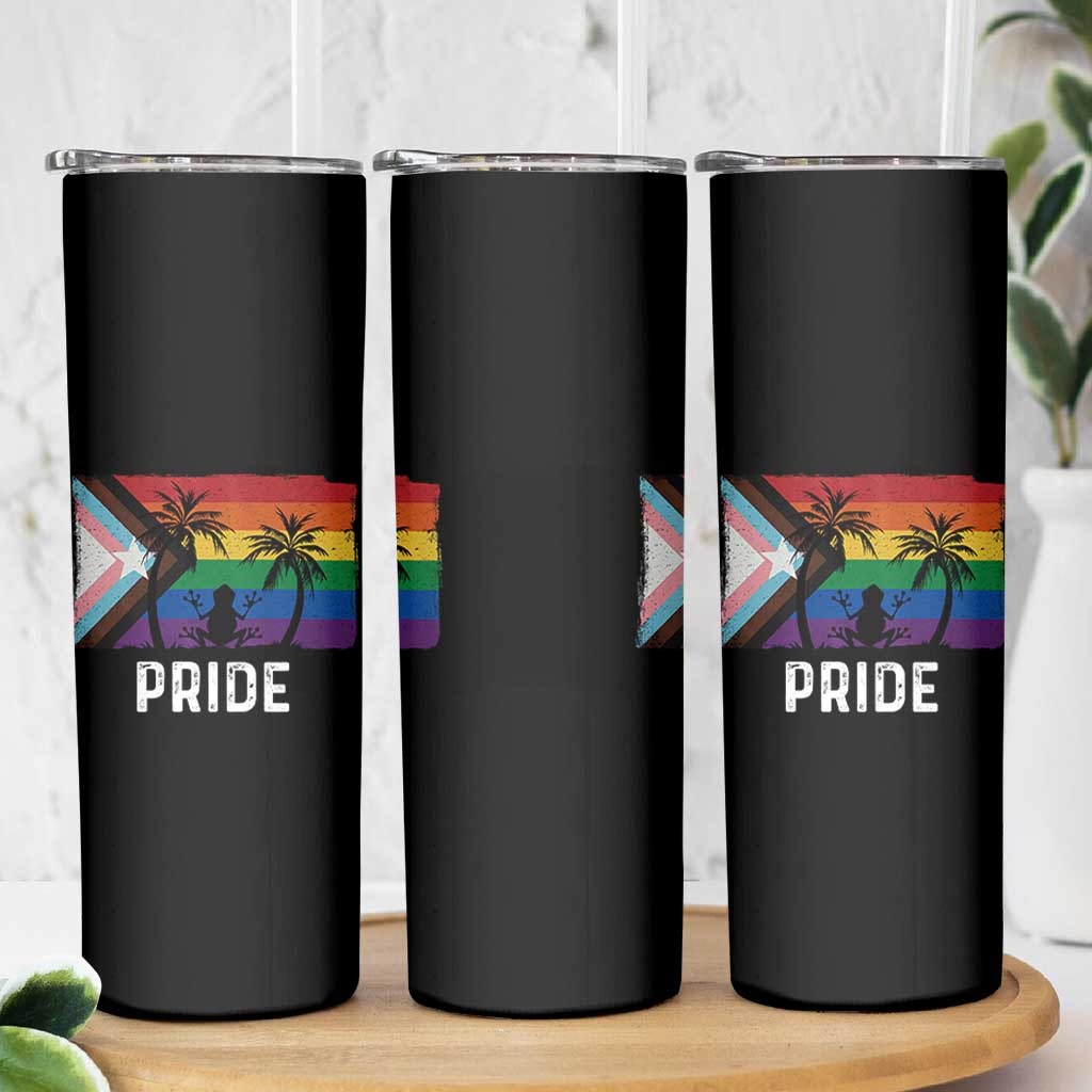 Puerto Rican LGBTQ Skinny Tumbler Boricua Rainbow Flag Pride