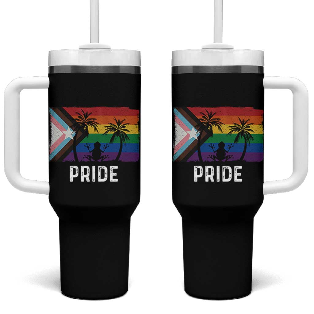 Puerto Rican LGBTQ Tumbler With Handle Boricua Rainbow Flag Pride