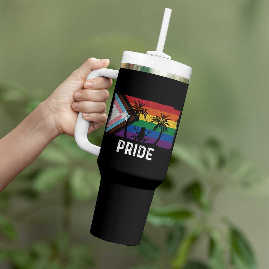 Puerto Rican LGBTQ Tumbler With Handle Boricua Rainbow Flag Pride