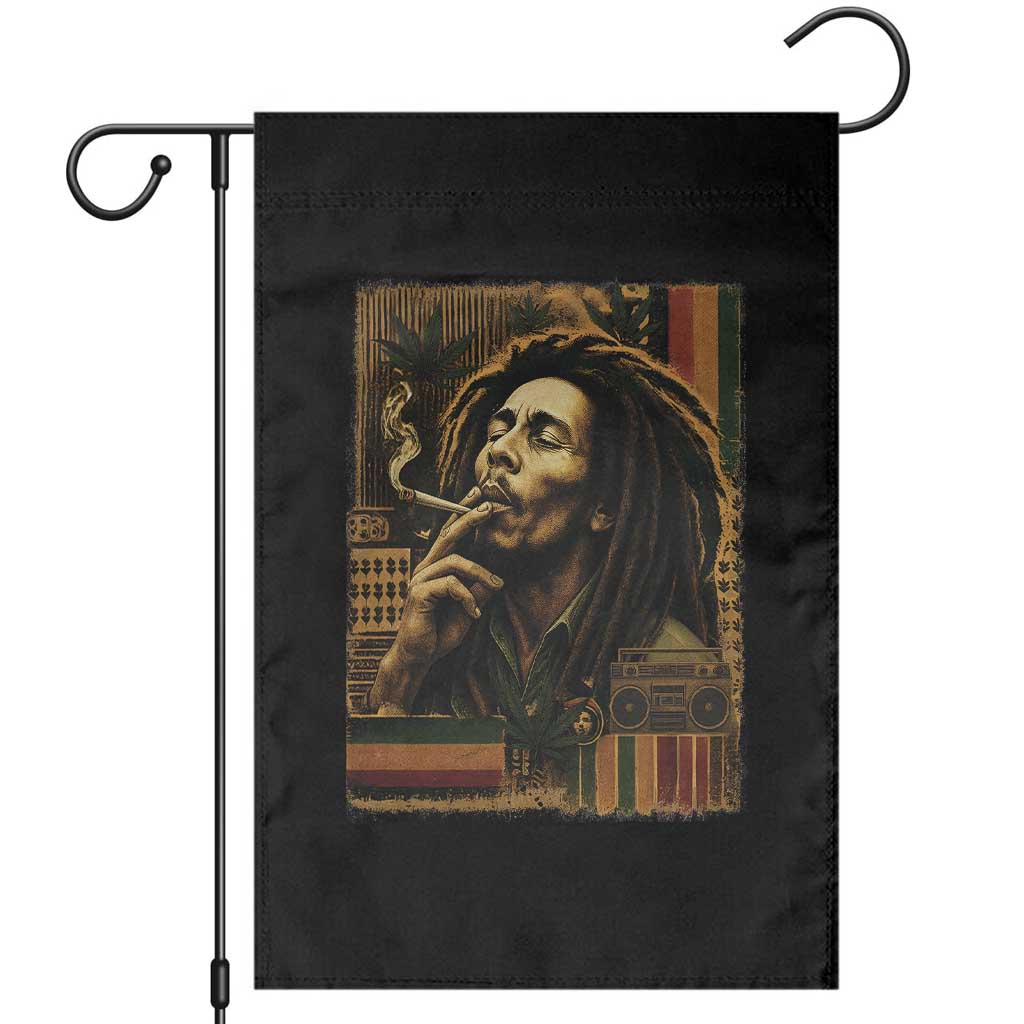 Vintage Marley Guitarist Garden Flag Rastaman Rastafari Music Vibes Only Rasta Jamaica Reggae - Wonder Print Shop