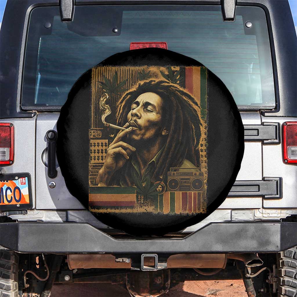 Vintage Marley Guitarist Spare Tire Cover Rastaman Rastafari Music Vibes Only Rasta Jamaica Reggae - Wonder Print Shop