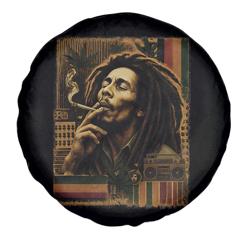 Vintage Marley Guitarist Spare Tire Cover Rastaman Rastafari Music Vibes Only Rasta Jamaica Reggae - Wonder Print Shop