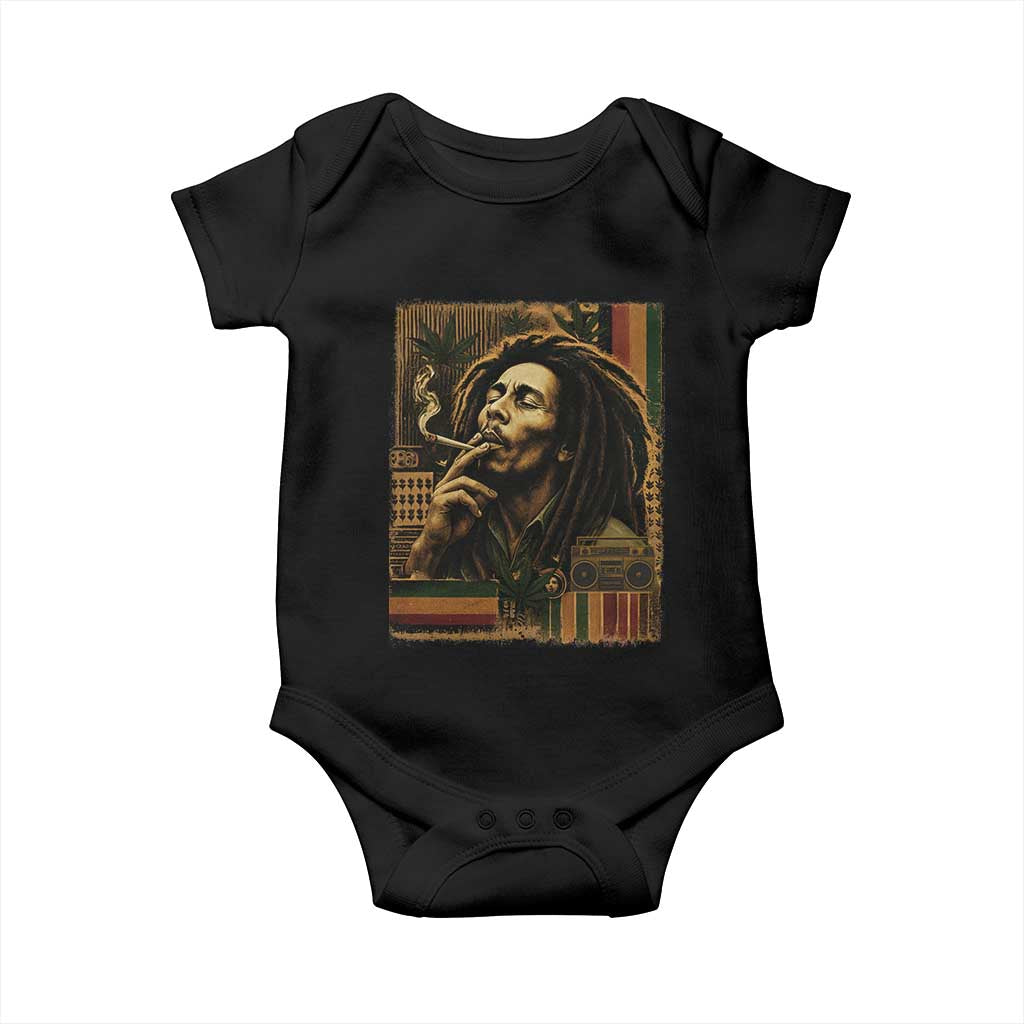 Vintage Marley Guitarist Baby Onesie Rastaman Rastafari Music Vibes Only Rasta Jamaica Reggae - Wonder Print Shop