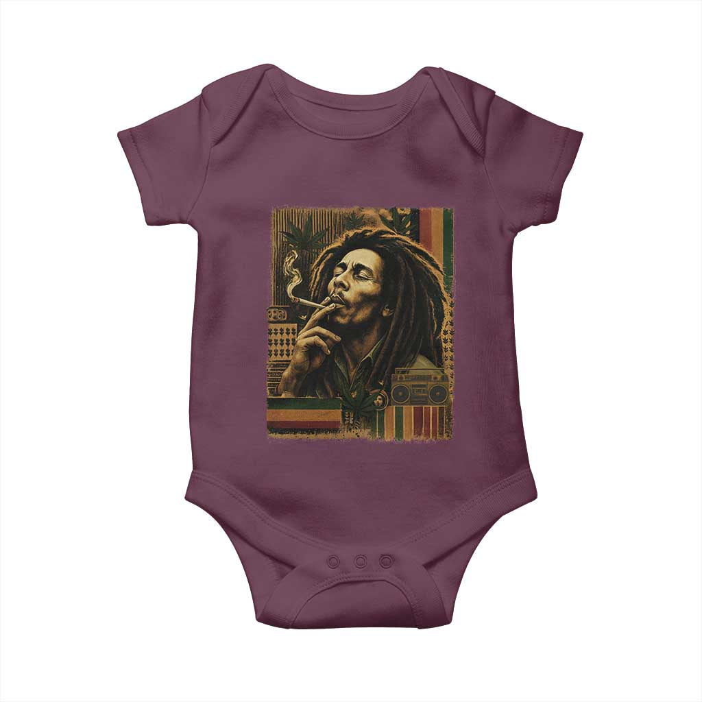 Vintage Marley Guitarist Baby Onesie Rastaman Rastafari Music Vibes Only Rasta Jamaica Reggae - Wonder Print Shop