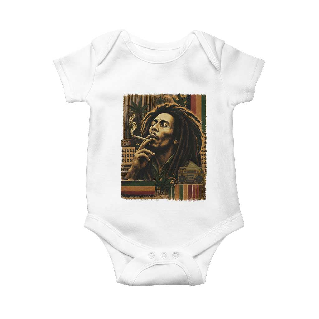 Vintage Marley Guitarist Baby Onesie Rastaman Rastafari Music Vibes Only Rasta Jamaica Reggae - Wonder Print Shop
