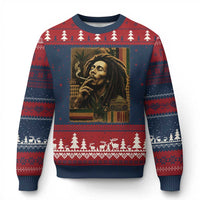 Vintage Marley Guitarist Ugly Christmas Sweater Rastaman Rastafari Music Vibes Only Rasta Jamaica Reggae - Wonder Print Shop