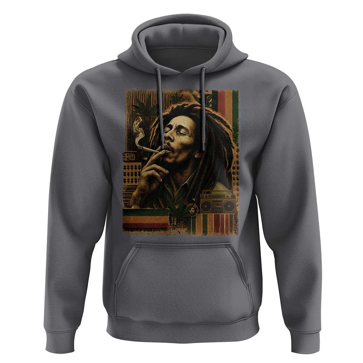 Vintage Marley Guitarist Hoodie Rastaman Rastafari Music Vibes Only Rasta Jamaica Reggae - Wonder Print Shop