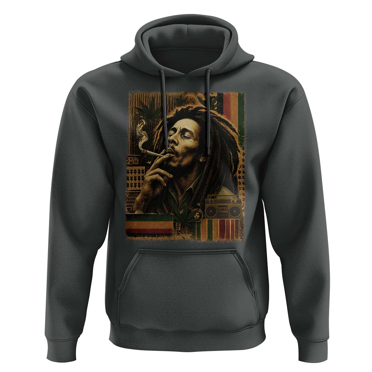 Vintage Marley Guitarist Hoodie Rastaman Rastafari Music Vibes Only Rasta Jamaica Reggae - Wonder Print Shop