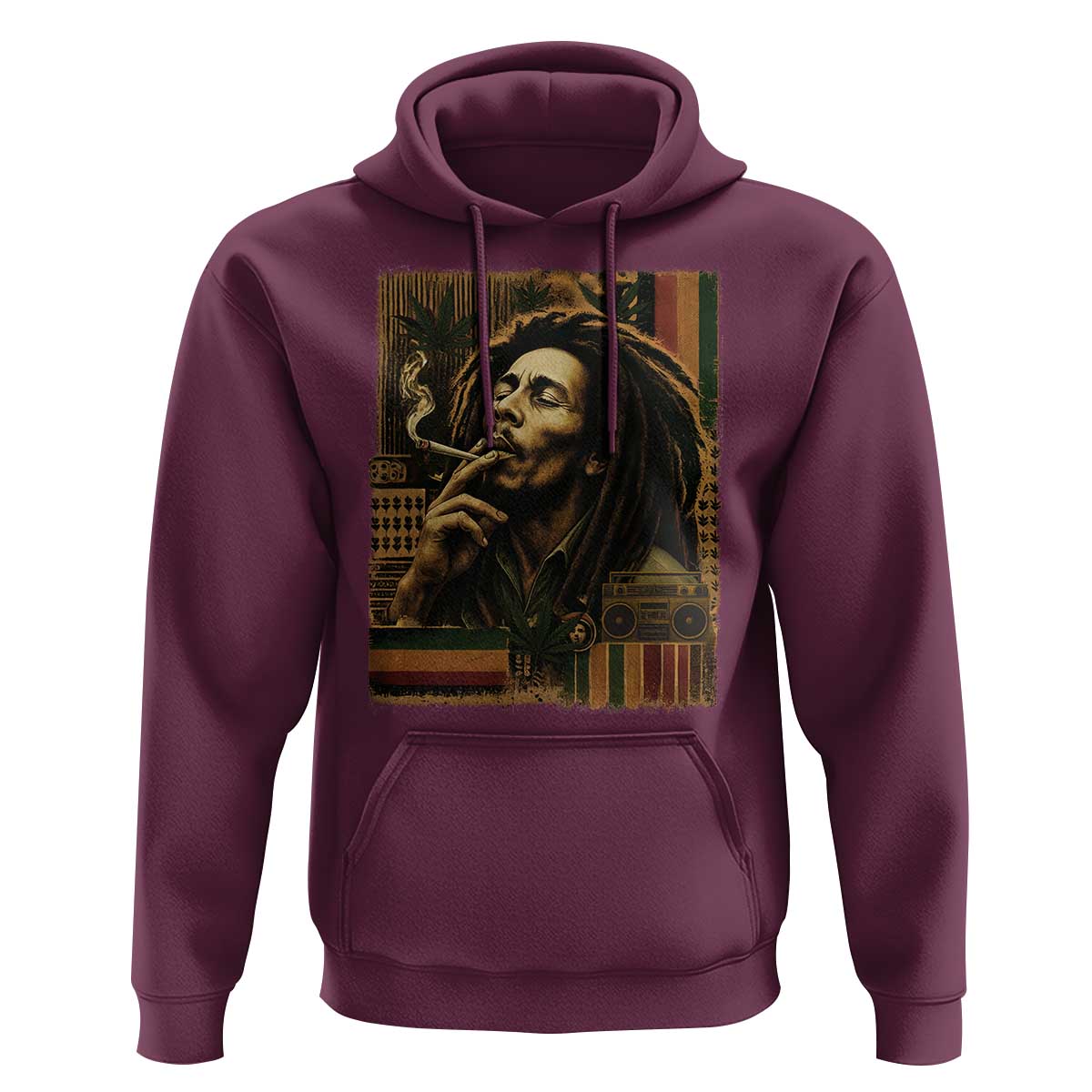 Vintage Marley Guitarist Hoodie Rastaman Rastafari Music Vibes Only Rasta Jamaica Reggae - Wonder Print Shop