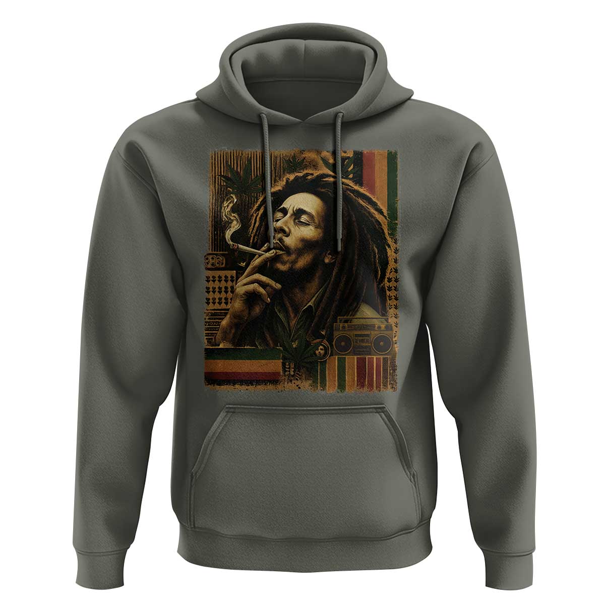 Vintage Marley Guitarist Hoodie Rastaman Rastafari Music Vibes Only Rasta Jamaica Reggae - Wonder Print Shop