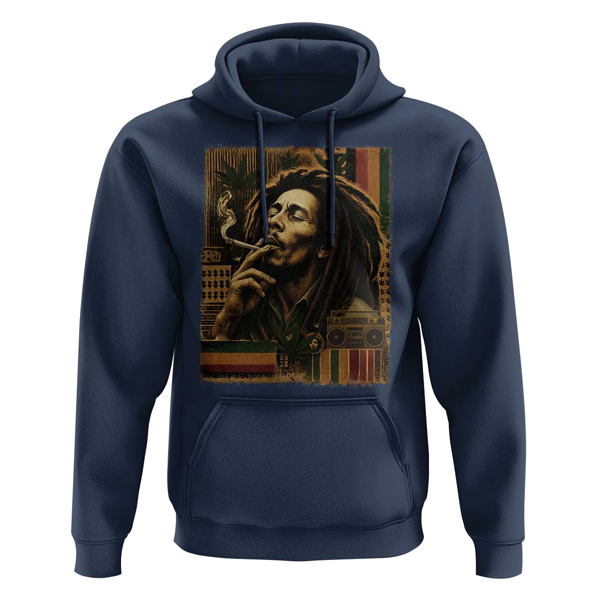 Vintage Marley Guitarist Hoodie Rastaman Rastafari Music Vibes Only Rasta Jamaica Reggae - Wonder Print Shop