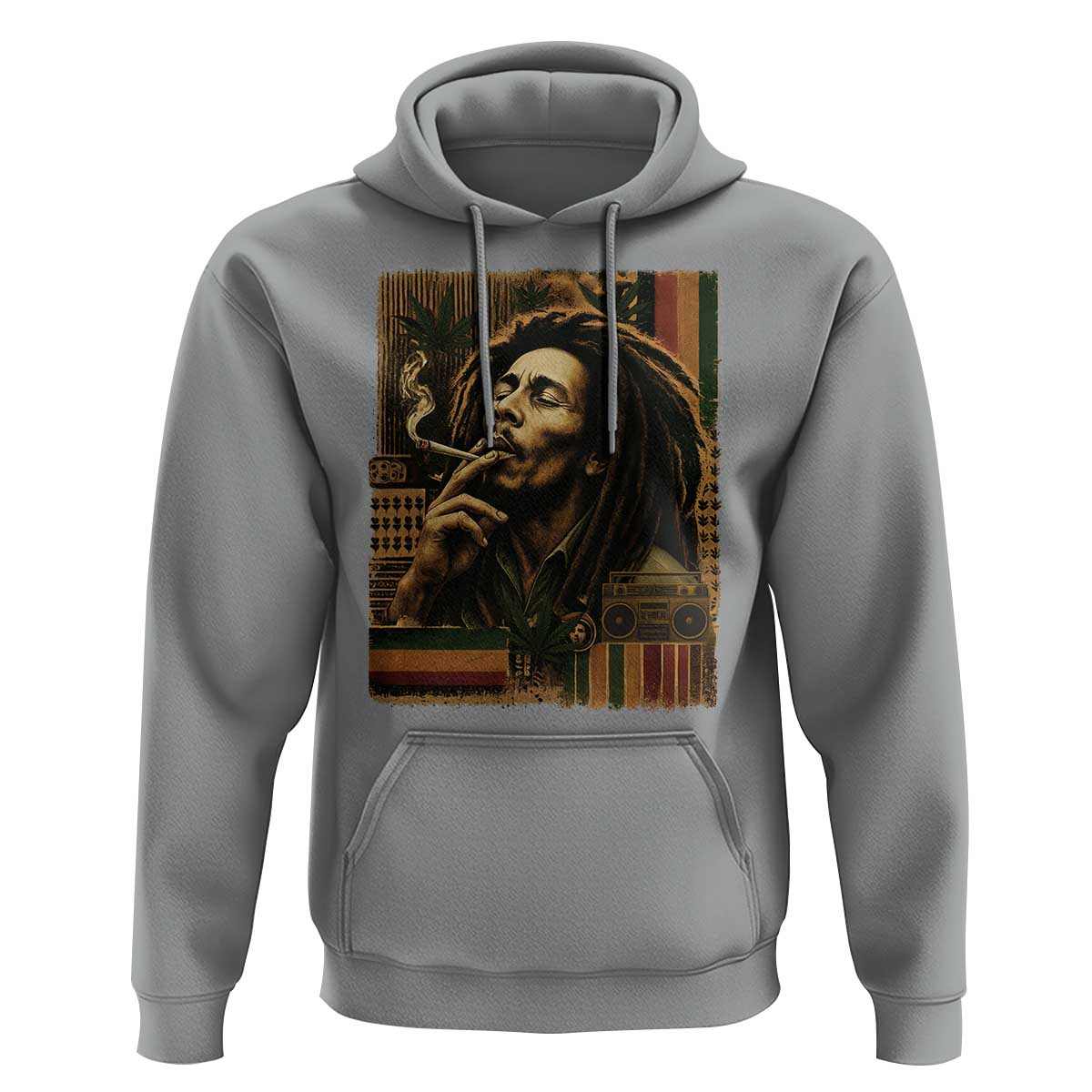 Vintage Marley Guitarist Hoodie Rastaman Rastafari Music Vibes Only Rasta Jamaica Reggae - Wonder Print Shop