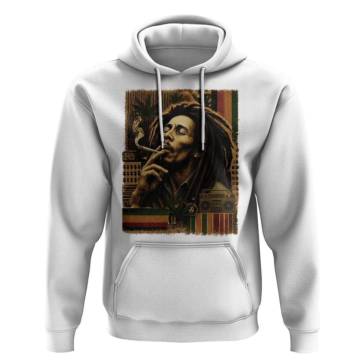 Vintage Marley Guitarist Hoodie Rastaman Rastafari Music Vibes Only Rasta Jamaica Reggae - Wonder Print Shop
