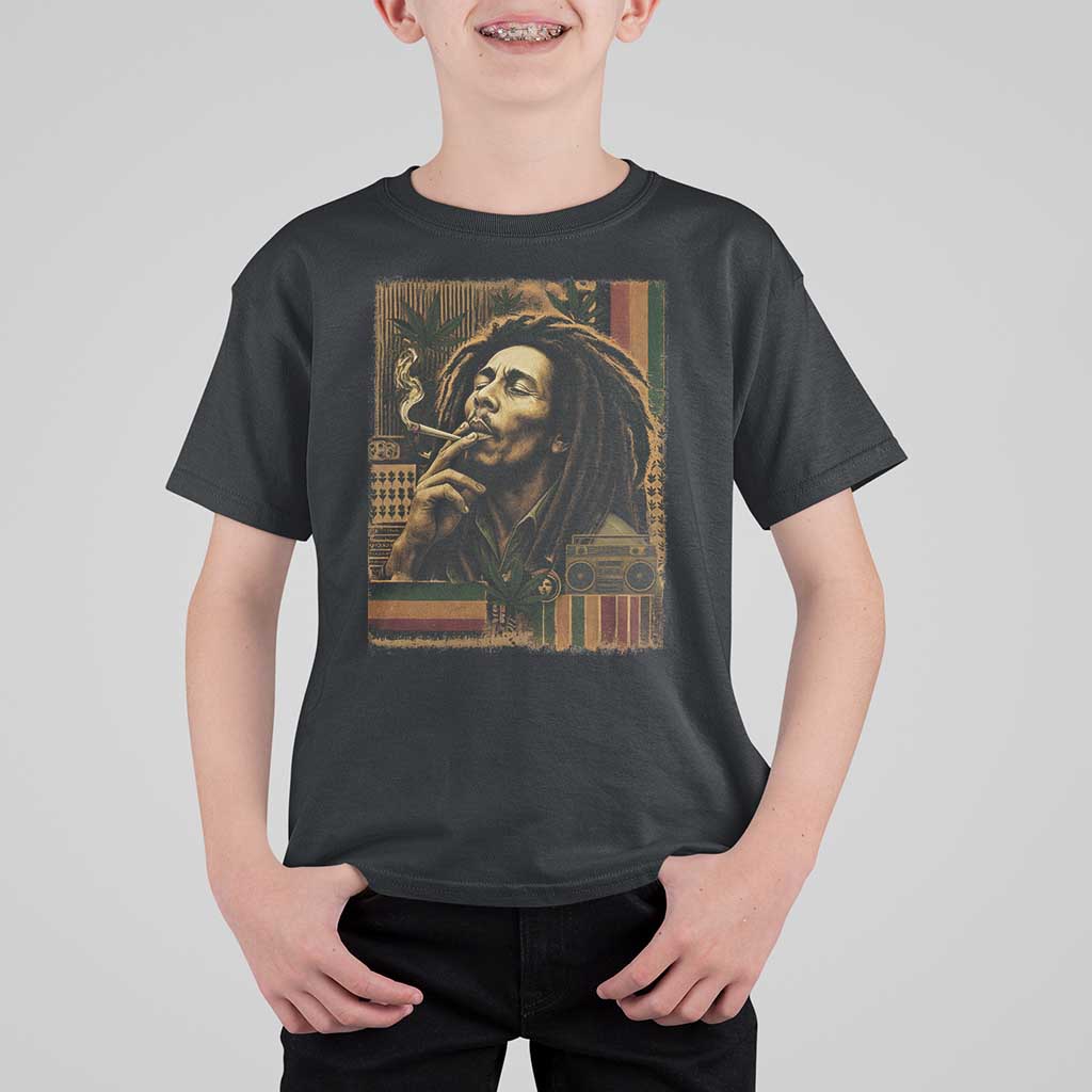 Vintage Marley Guitarist T Shirt For Kid Rastaman Rastafari Music Vibes Only Rasta Jamaica Reggae - Wonder Print Shop