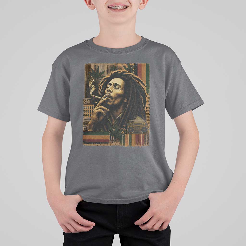 Vintage Marley Guitarist T Shirt For Kid Rastaman Rastafari Music Vibes Only Rasta Jamaica Reggae - Wonder Print Shop