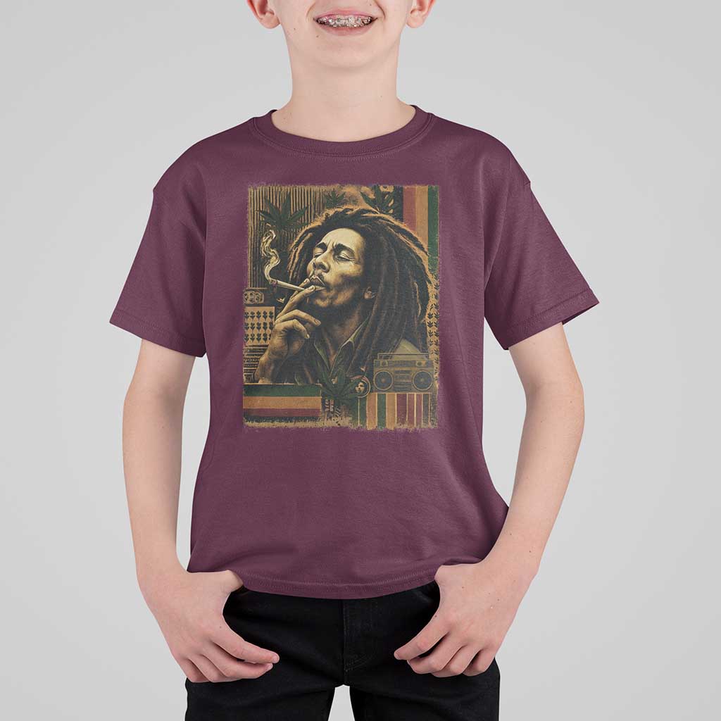 Vintage Marley Guitarist T Shirt For Kid Rastaman Rastafari Music Vibes Only Rasta Jamaica Reggae - Wonder Print Shop