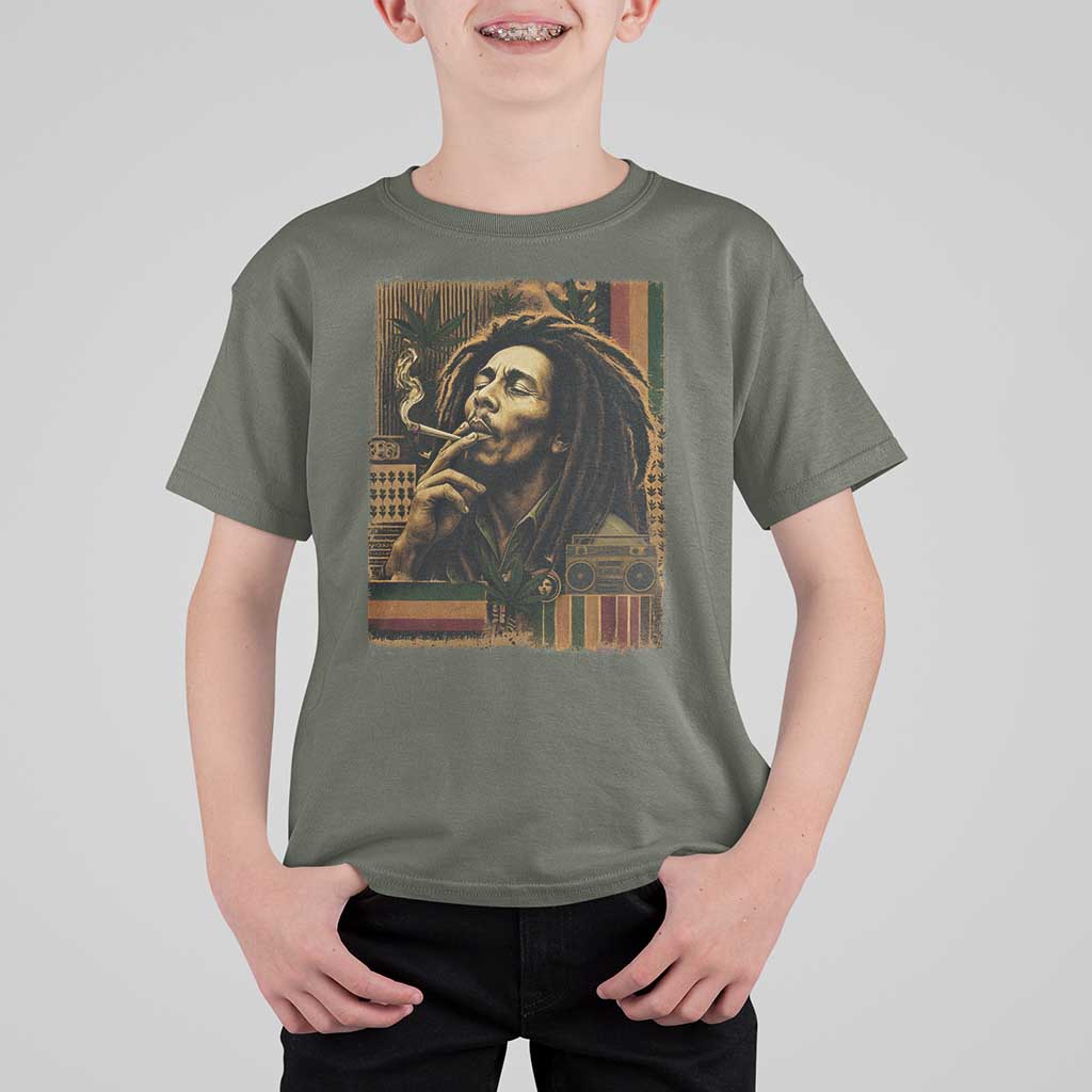 Vintage Marley Guitarist T Shirt For Kid Rastaman Rastafari Music Vibes Only Rasta Jamaica Reggae - Wonder Print Shop