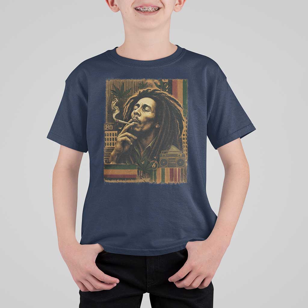 Vintage Marley Guitarist T Shirt For Kid Rastaman Rastafari Music Vibes Only Rasta Jamaica Reggae - Wonder Print Shop