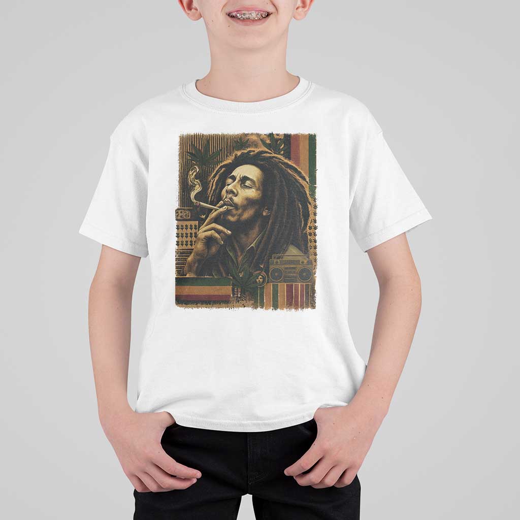 Vintage Marley Guitarist T Shirt For Kid Rastaman Rastafari Music Vibes Only Rasta Jamaica Reggae - Wonder Print Shop