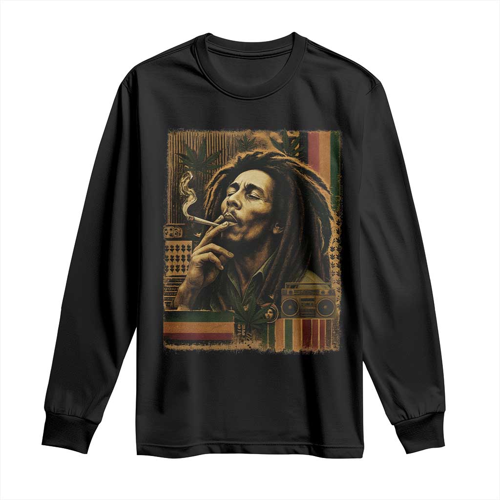 Vintage Marley Guitarist Long Sleeve Shirt Rastaman Rastafari Music Vibes Only Rasta Jamaica Reggae - Wonder Print Shop