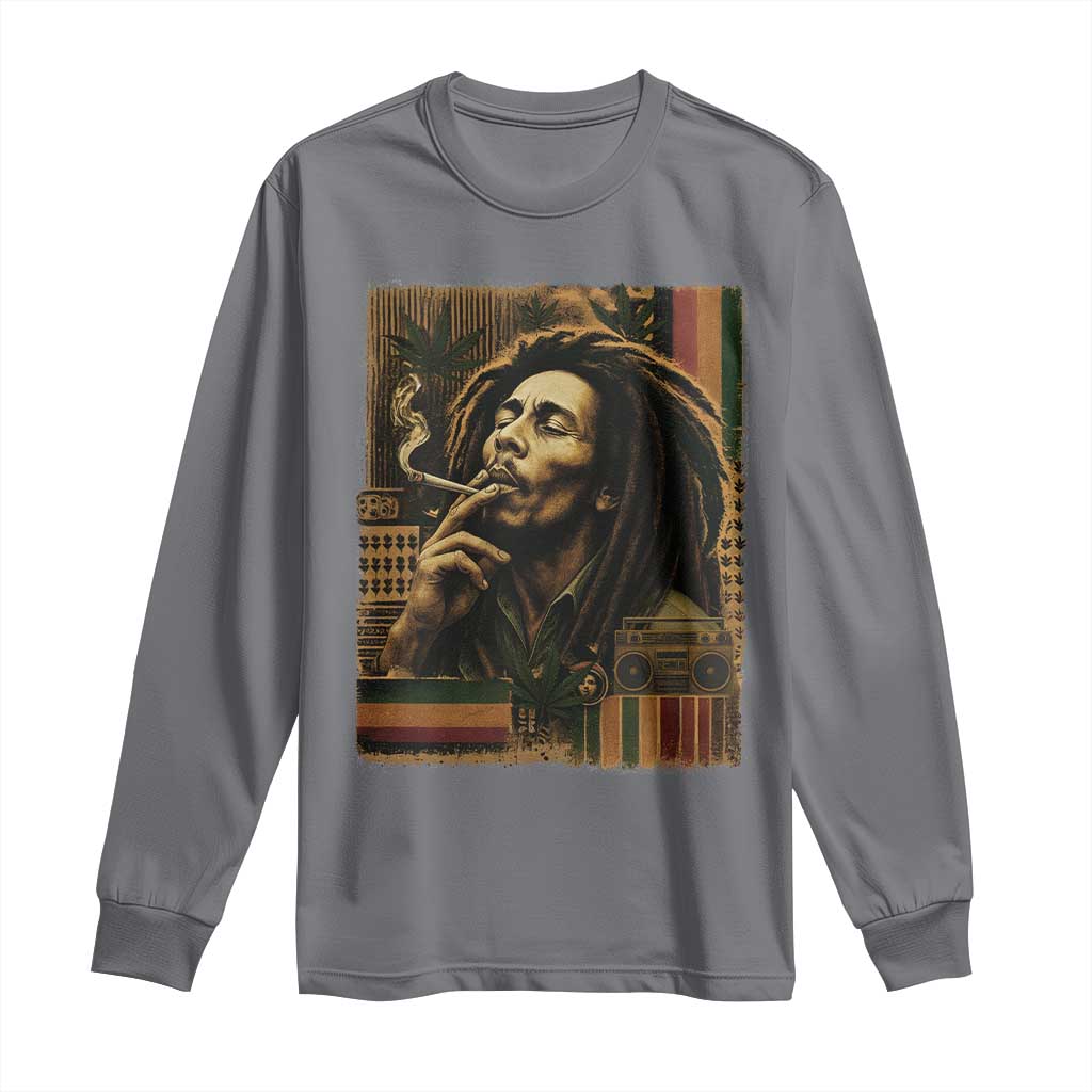 Vintage Marley Guitarist Long Sleeve Shirt Rastaman Rastafari Music Vibes Only Rasta Jamaica Reggae - Wonder Print Shop
