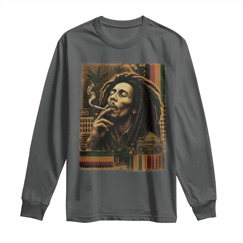 Vintage Marley Guitarist Long Sleeve Shirt Rastaman Rastafari Music Vibes Only Rasta Jamaica Reggae - Wonder Print Shop