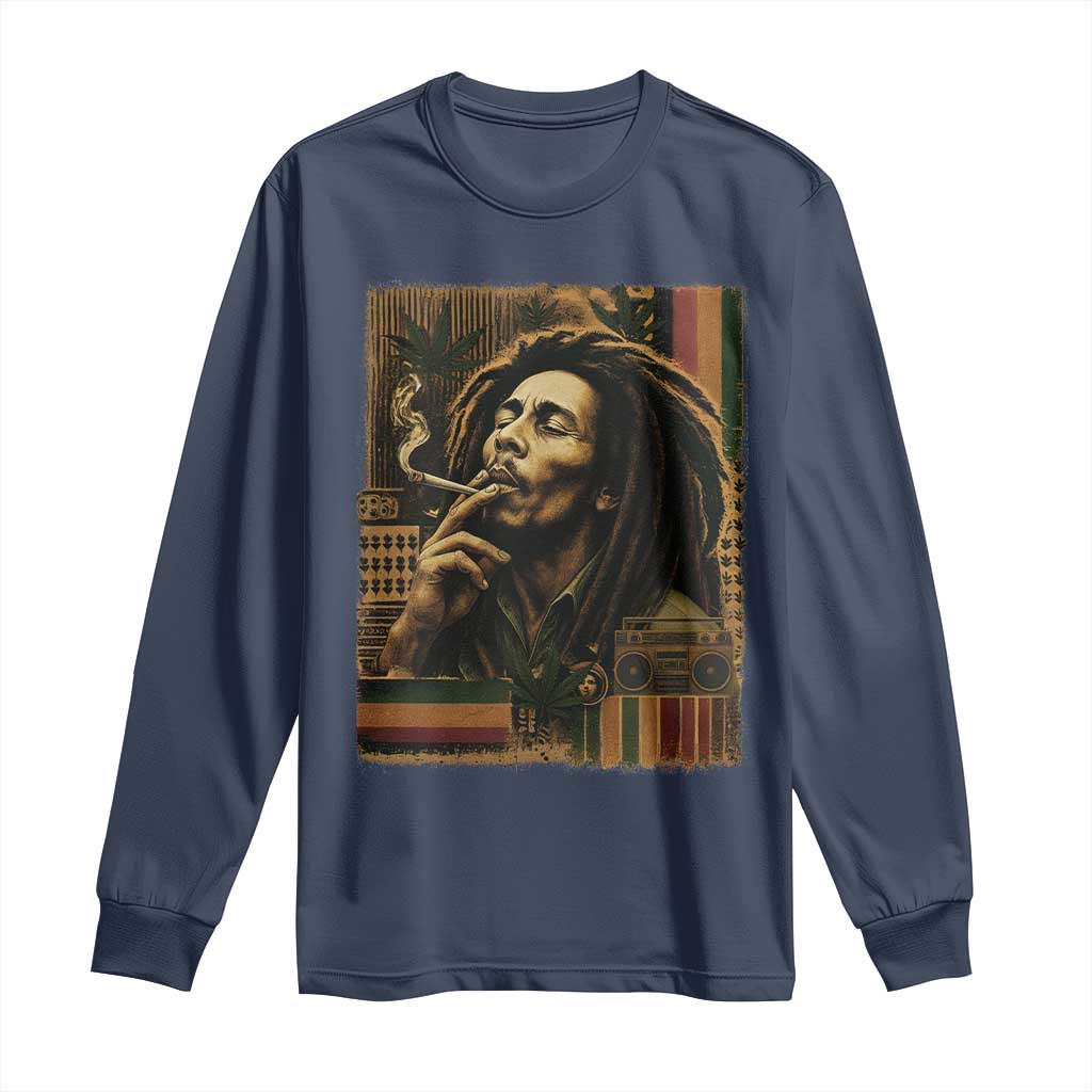 Vintage Marley Guitarist Long Sleeve Shirt Rastaman Rastafari Music Vibes Only Rasta Jamaica Reggae - Wonder Print Shop