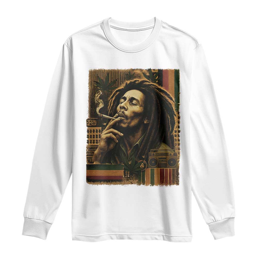 Vintage Marley Guitarist Long Sleeve Shirt Rastaman Rastafari Music Vibes Only Rasta Jamaica Reggae - Wonder Print Shop