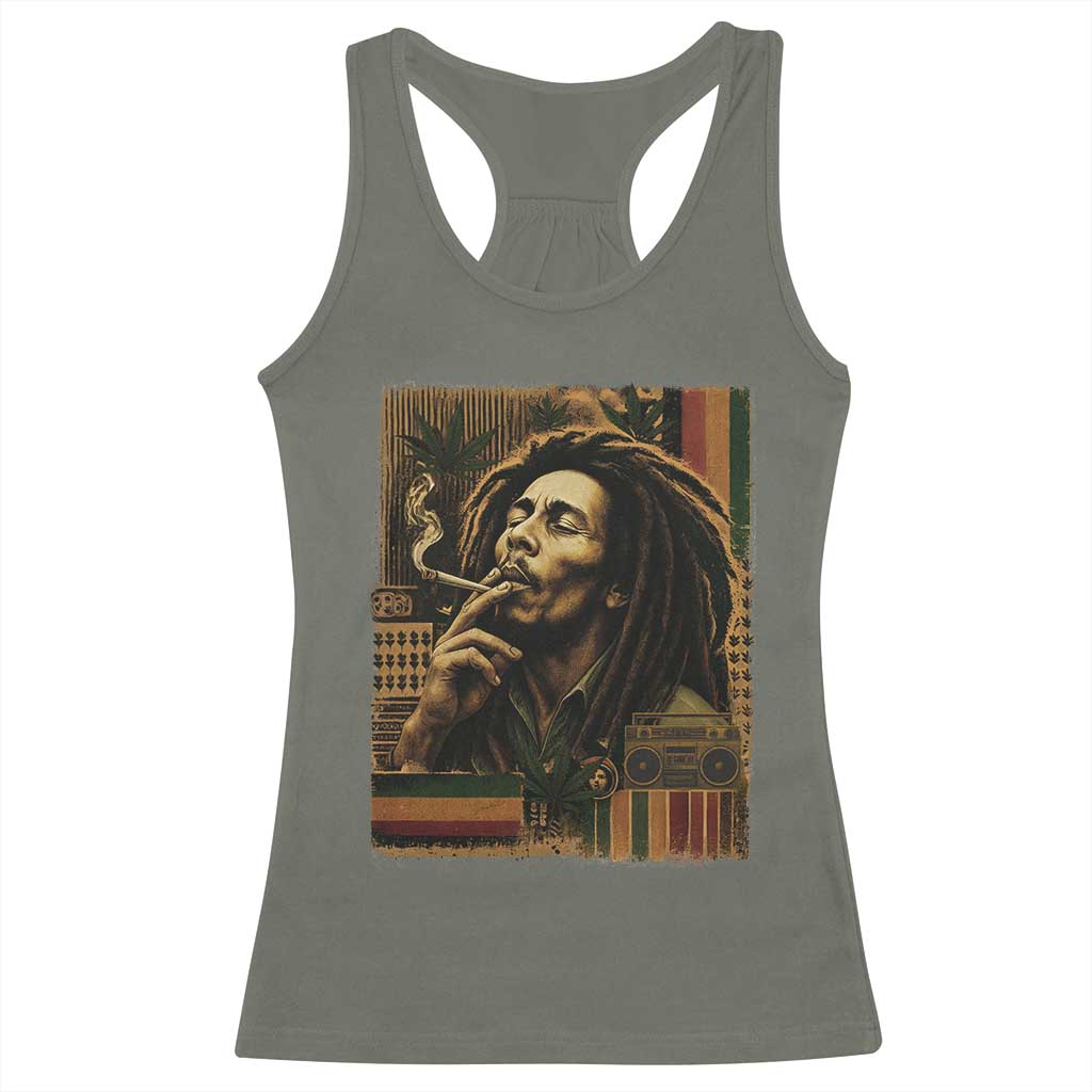 Vintage Marley Guitarist Racerback Tank Top Rastaman Rastafari Music Vibes Only Rasta Jamaica Reggae - Wonder Print Shop