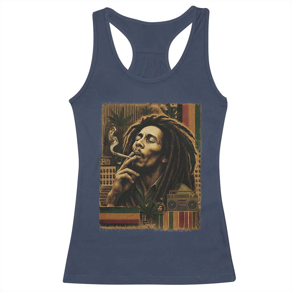 Vintage Marley Guitarist Racerback Tank Top Rastaman Rastafari Music Vibes Only Rasta Jamaica Reggae - Wonder Print Shop
