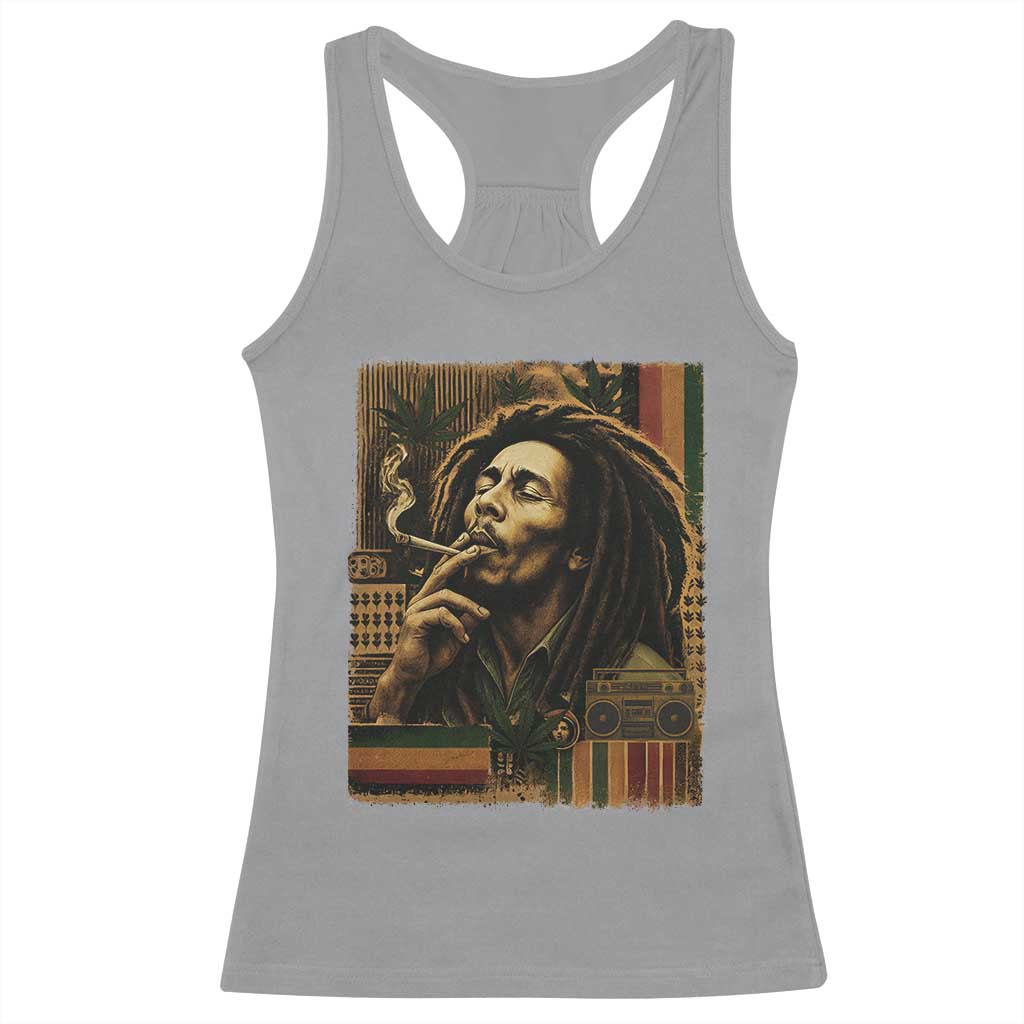 Vintage Marley Guitarist Racerback Tank Top Rastaman Rastafari Music Vibes Only Rasta Jamaica Reggae - Wonder Print Shop