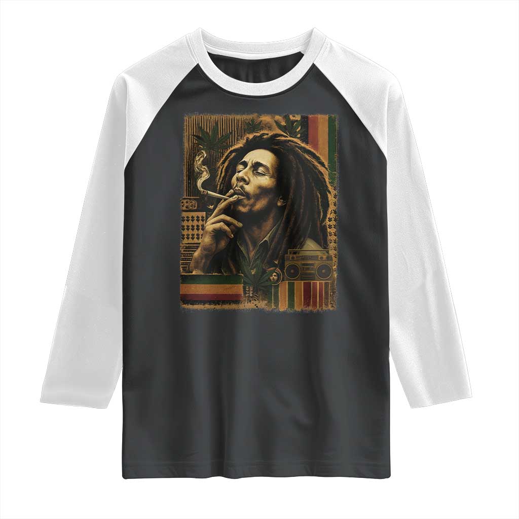 Vintage Marley Guitarist Raglan Shirt Rastaman Rastafari Music Vibes Only Rasta Jamaica Reggae - Wonder Print Shop