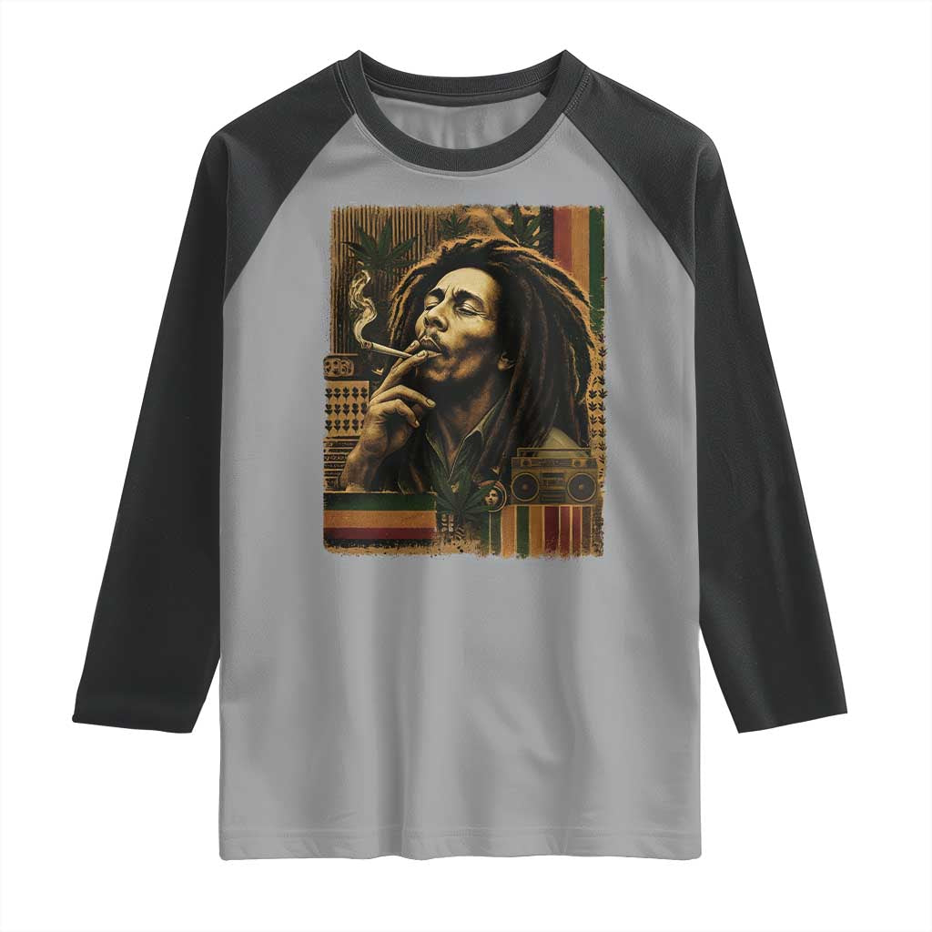 Vintage Marley Guitarist Raglan Shirt Rastaman Rastafari Music Vibes Only Rasta Jamaica Reggae - Wonder Print Shop