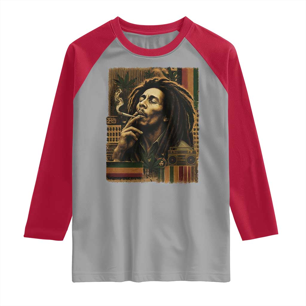Vintage Marley Guitarist Raglan Shirt Rastaman Rastafari Music Vibes Only Rasta Jamaica Reggae - Wonder Print Shop