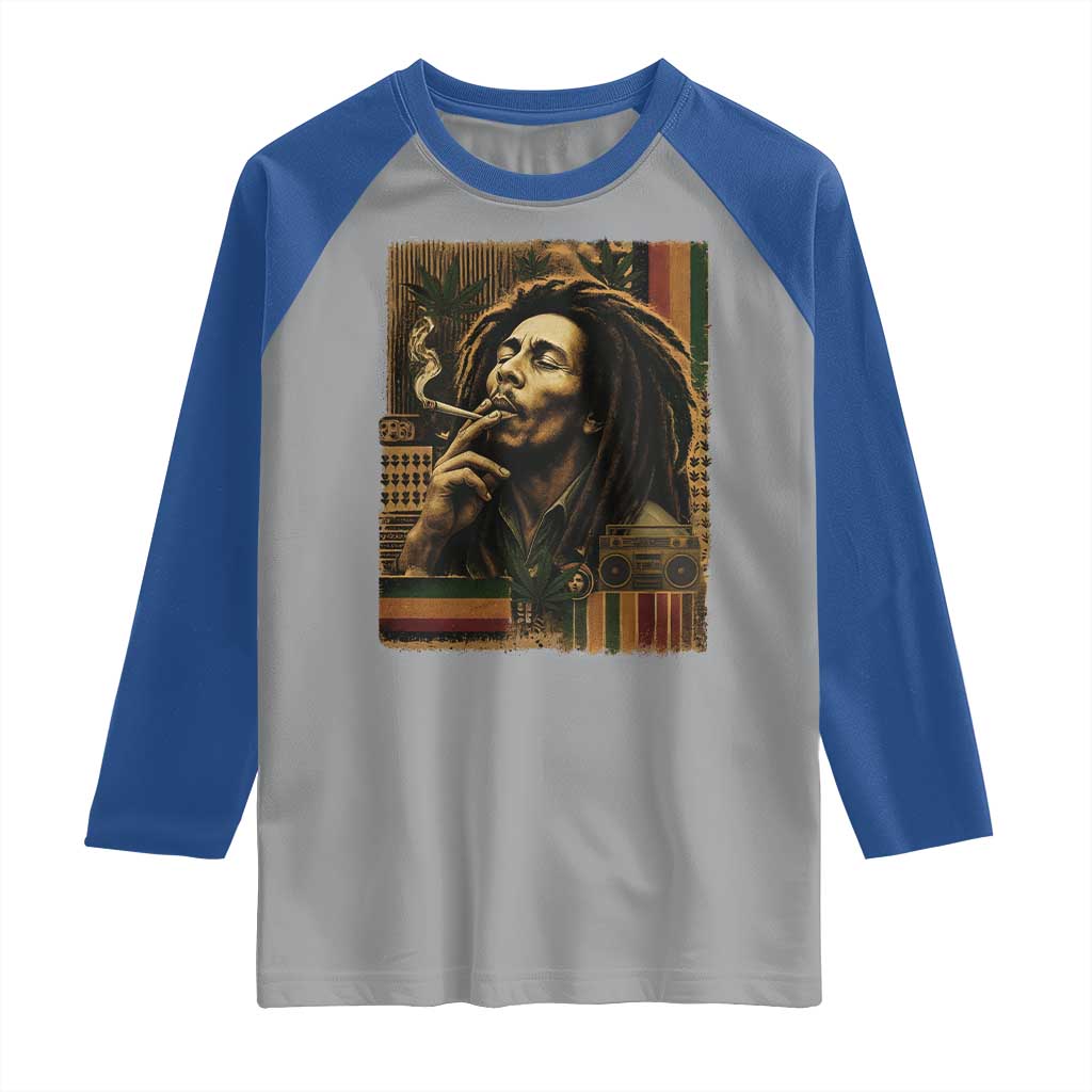 Vintage Marley Guitarist Raglan Shirt Rastaman Rastafari Music Vibes Only Rasta Jamaica Reggae - Wonder Print Shop
