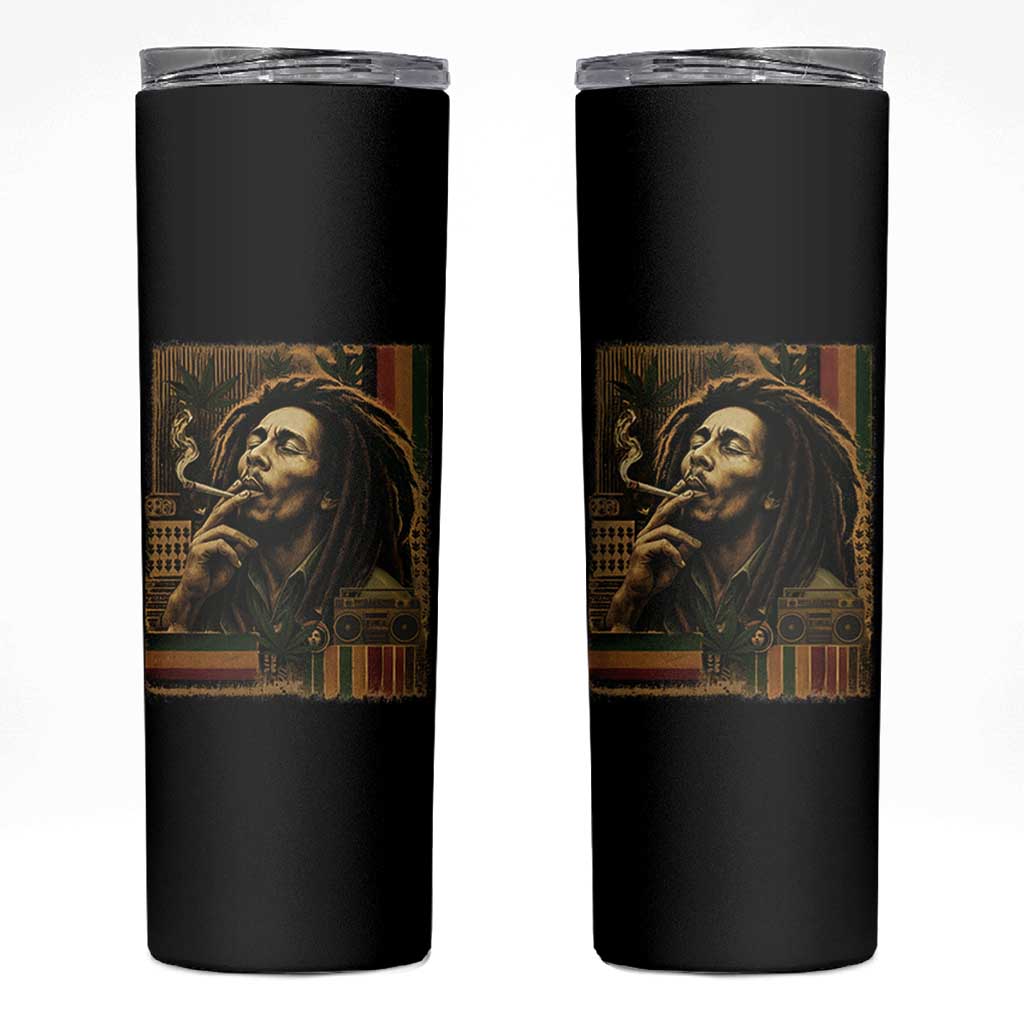 Vintage Marley Guitarist Skinny Tumbler Rastaman Rastafari Music Vibes Only Rasta Jamaica Reggae - Wonder Print Shop