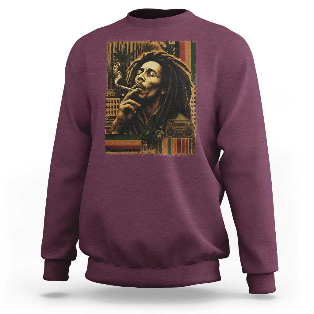 Vintage Marley Guitarist Sweatshirt Rastaman Rastafari Music Vibes Only Rasta Jamaica Reggae - Wonder Print Shop