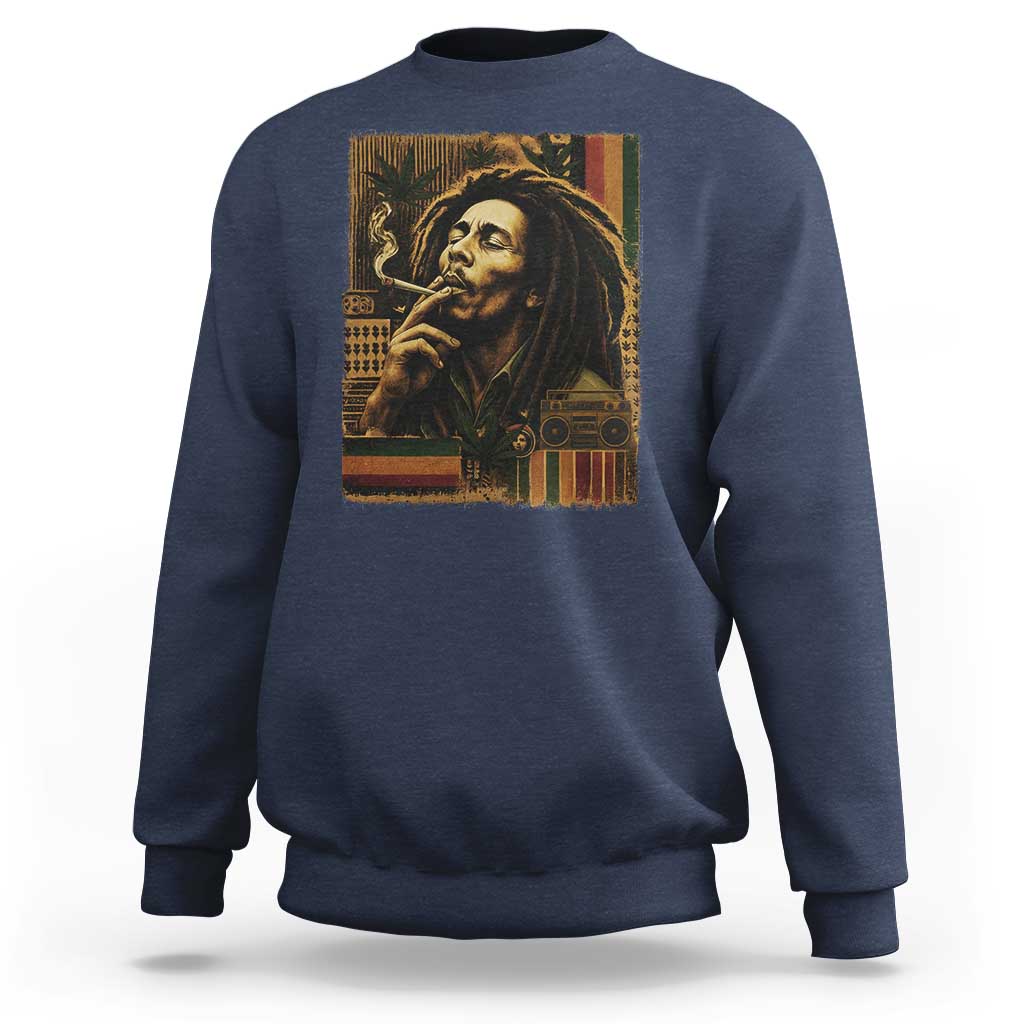 Vintage Marley Guitarist Sweatshirt Rastaman Rastafari Music Vibes Only Rasta Jamaica Reggae - Wonder Print Shop