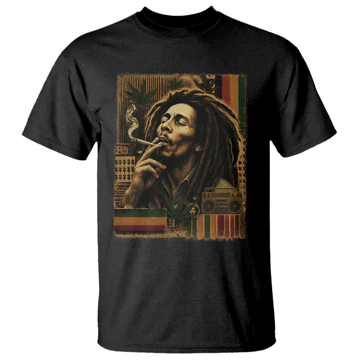 Vintage Marley Guitarist T Shirt Rastaman Rastafari Music Vibes Only Rasta Jamaica Reggae - Wonder Print Shop