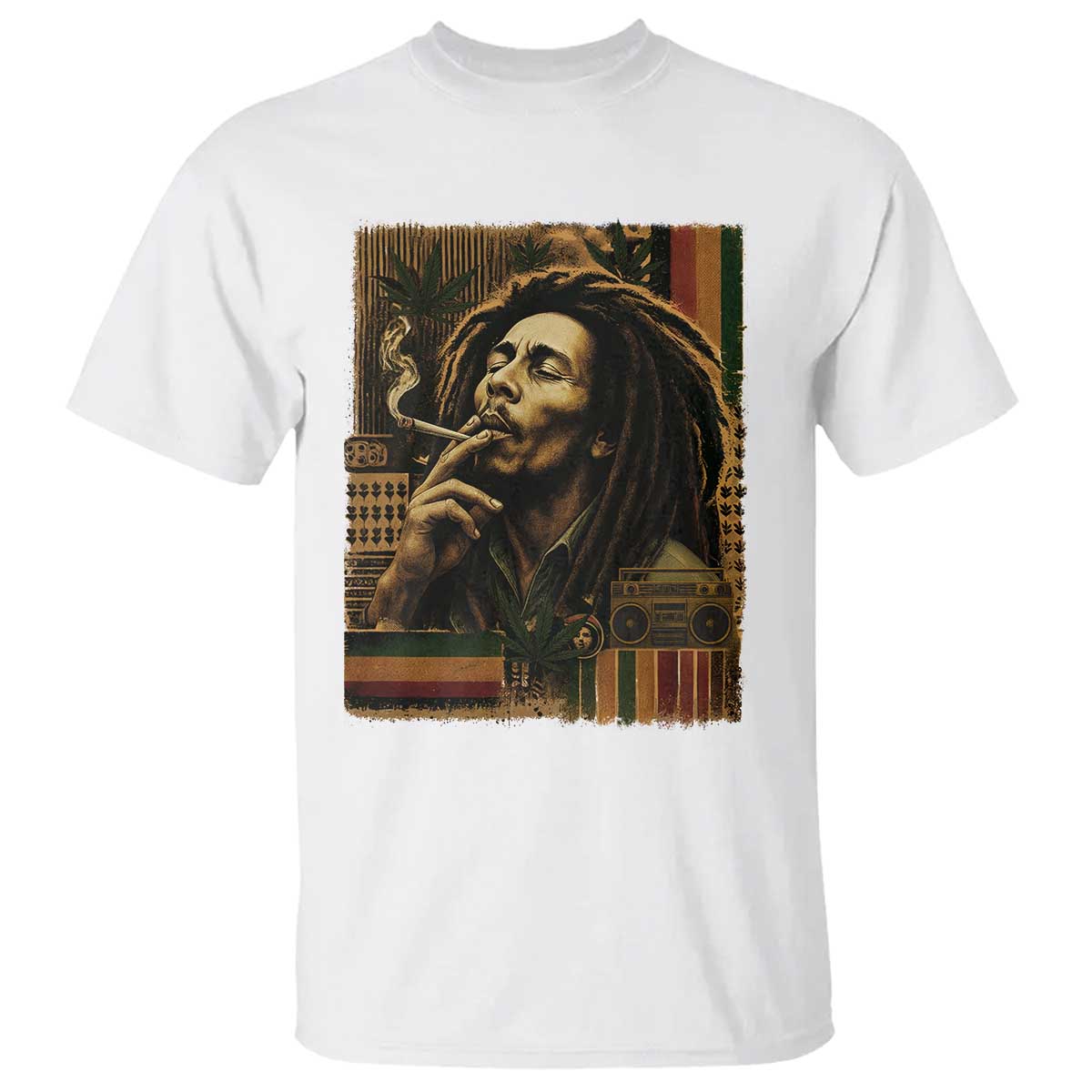 Vintage Marley Guitarist T Shirt Rastaman Rastafari Music Vibes Only Rasta Jamaica Reggae - Wonder Print Shop