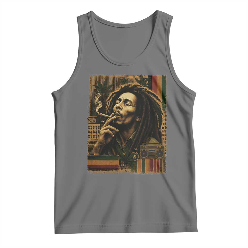 Vintage Marley Guitarist Tank Top Rastaman Rastafari Music Vibes Only Rasta Jamaica Reggae - Wonder Print Shop