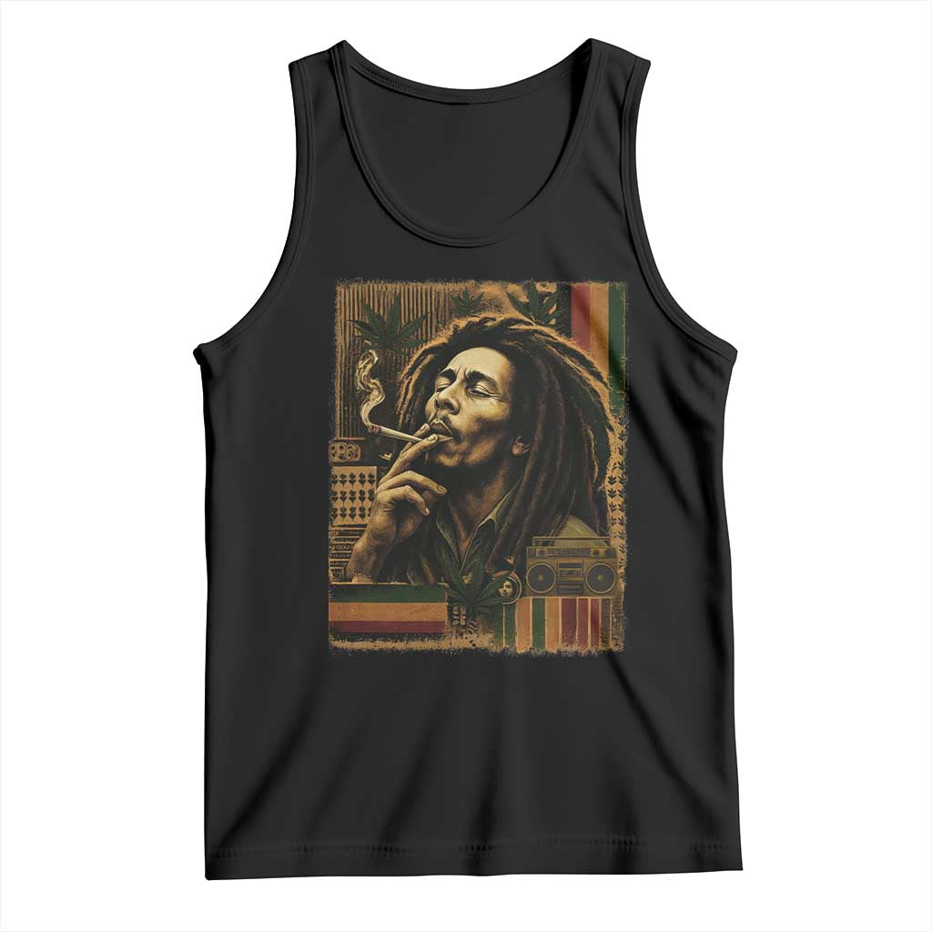 Vintage Marley Guitarist Tank Top Rastaman Rastafari Music Vibes Only Rasta Jamaica Reggae - Wonder Print Shop