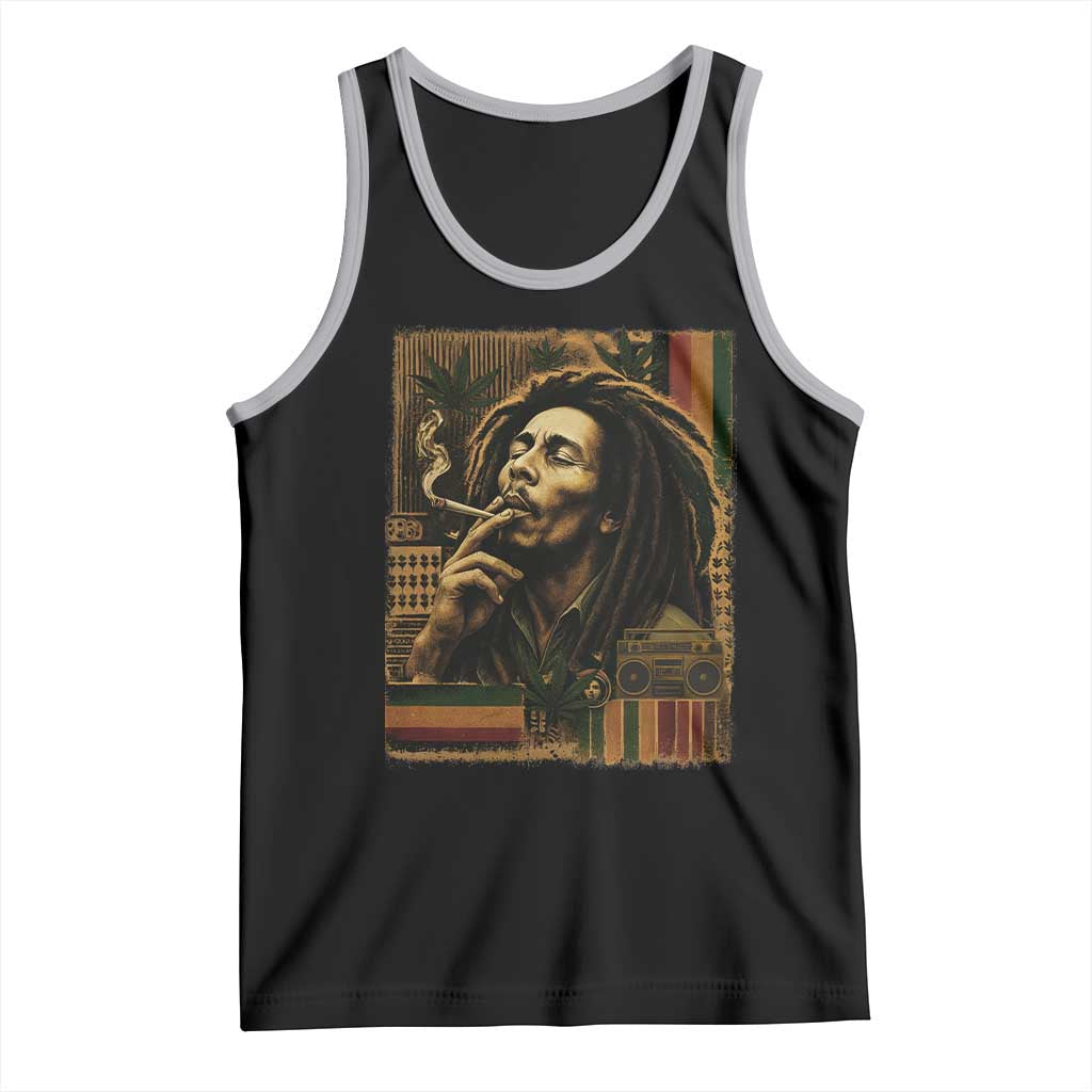 Vintage Marley Guitarist Tank Top Rastaman Rastafari Music Vibes Only Rasta Jamaica Reggae - Wonder Print Shop