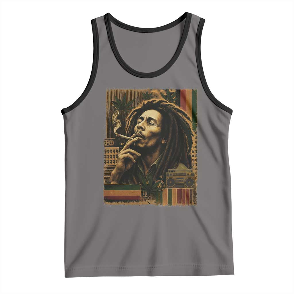 Vintage Marley Guitarist Tank Top Rastaman Rastafari Music Vibes Only Rasta Jamaica Reggae - Wonder Print Shop